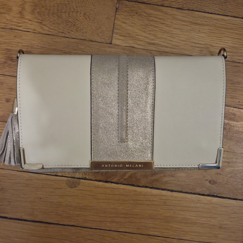 ANTONIO MELANI Cream and Gold Clutch